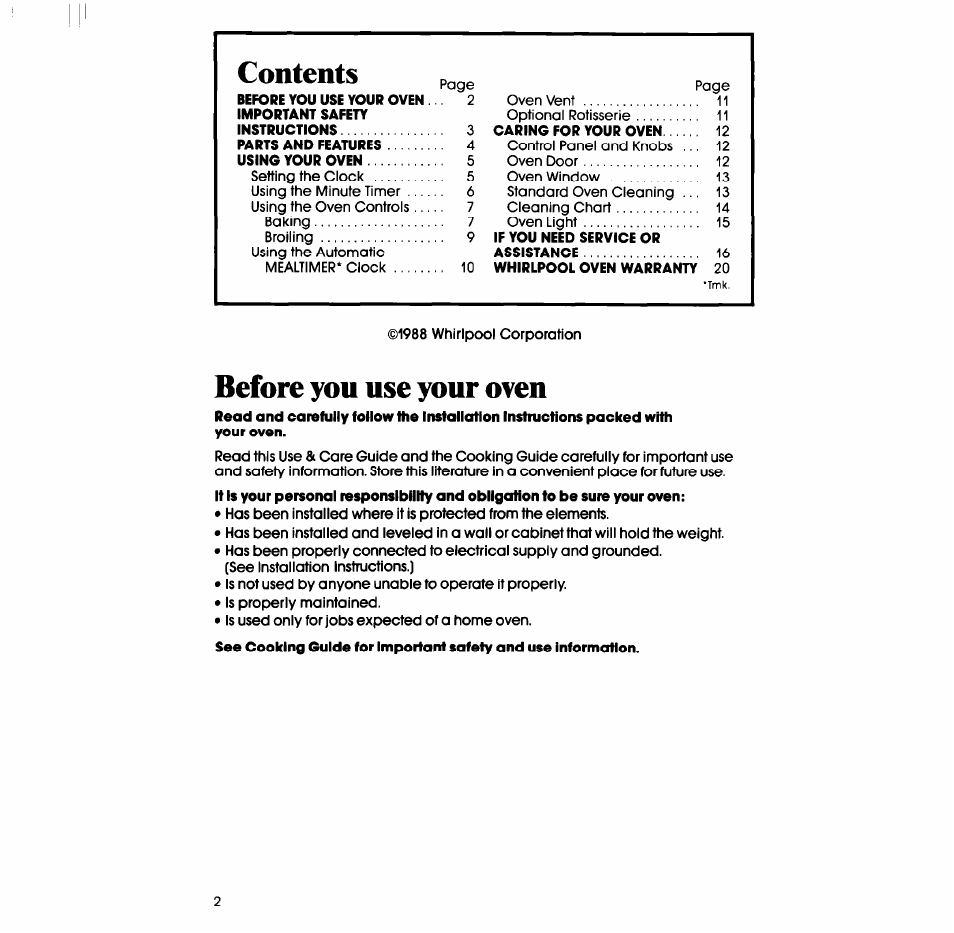 Whirlpool RB2000XV User Manual | Page 2 / 20