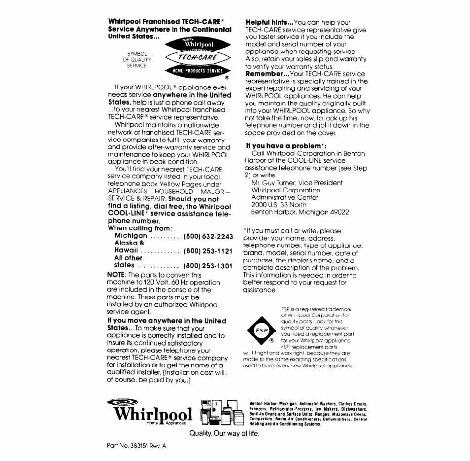 Whirlpool | Whirlpool GLA7900XK User Manual | Page 12 / 12