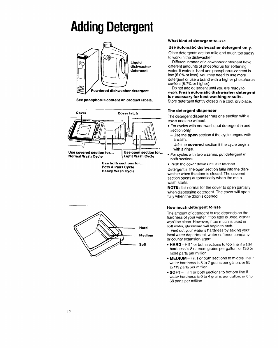 Adding detergent | Whirlpool 8700 Series User Manual | Page 12 / 24