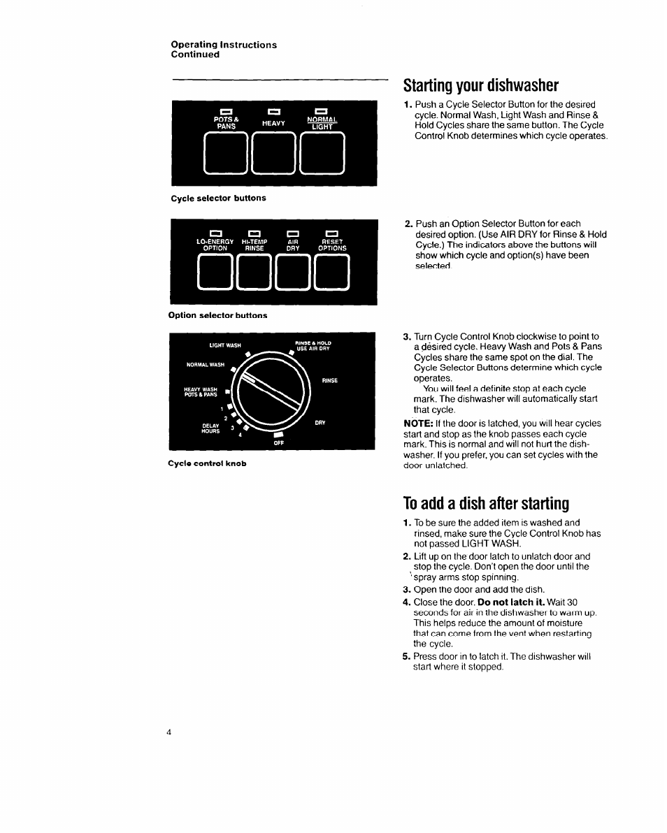 Starting your dishwasher | Whirlpool 8700 Series User Manual | Page 4 / 24