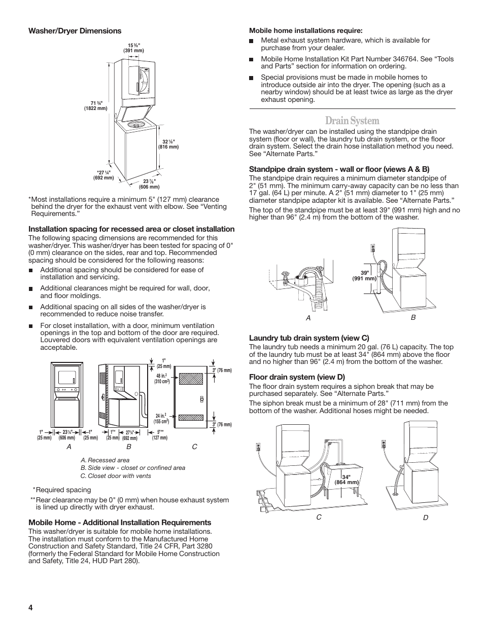 Drain system | Whirlpool W10222384A User Manual | Page 4 / 12