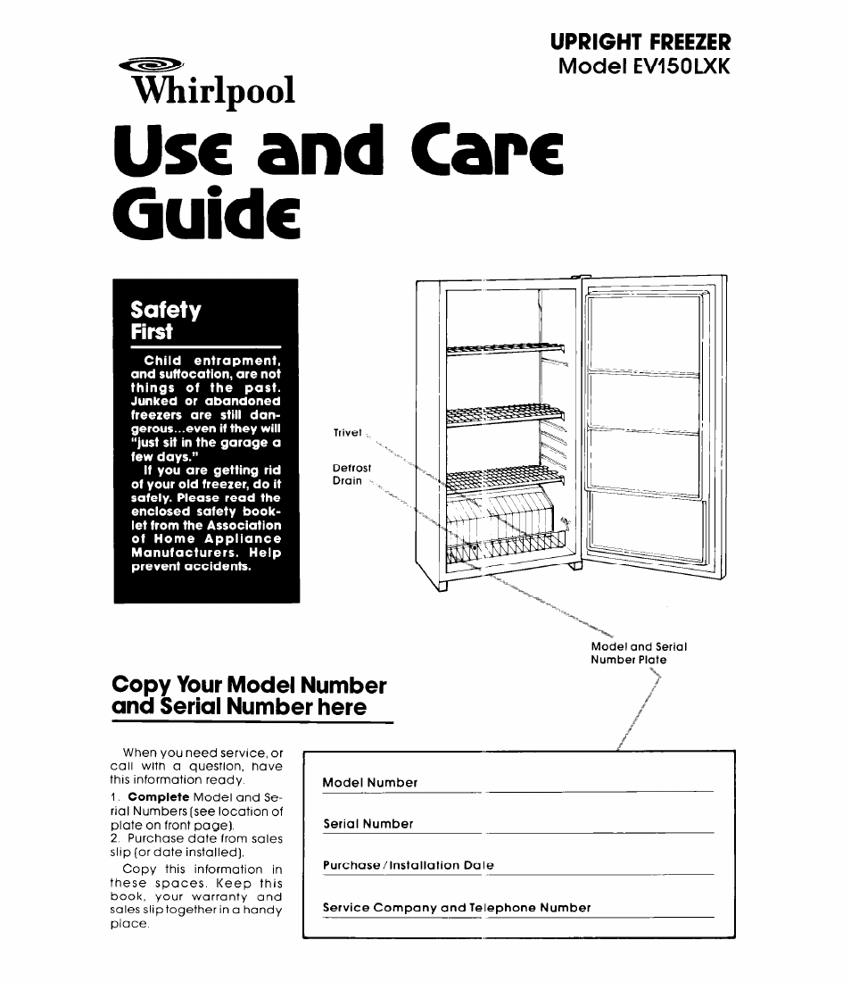 Whirlpool EV150LXK User Manual | 8 pages
