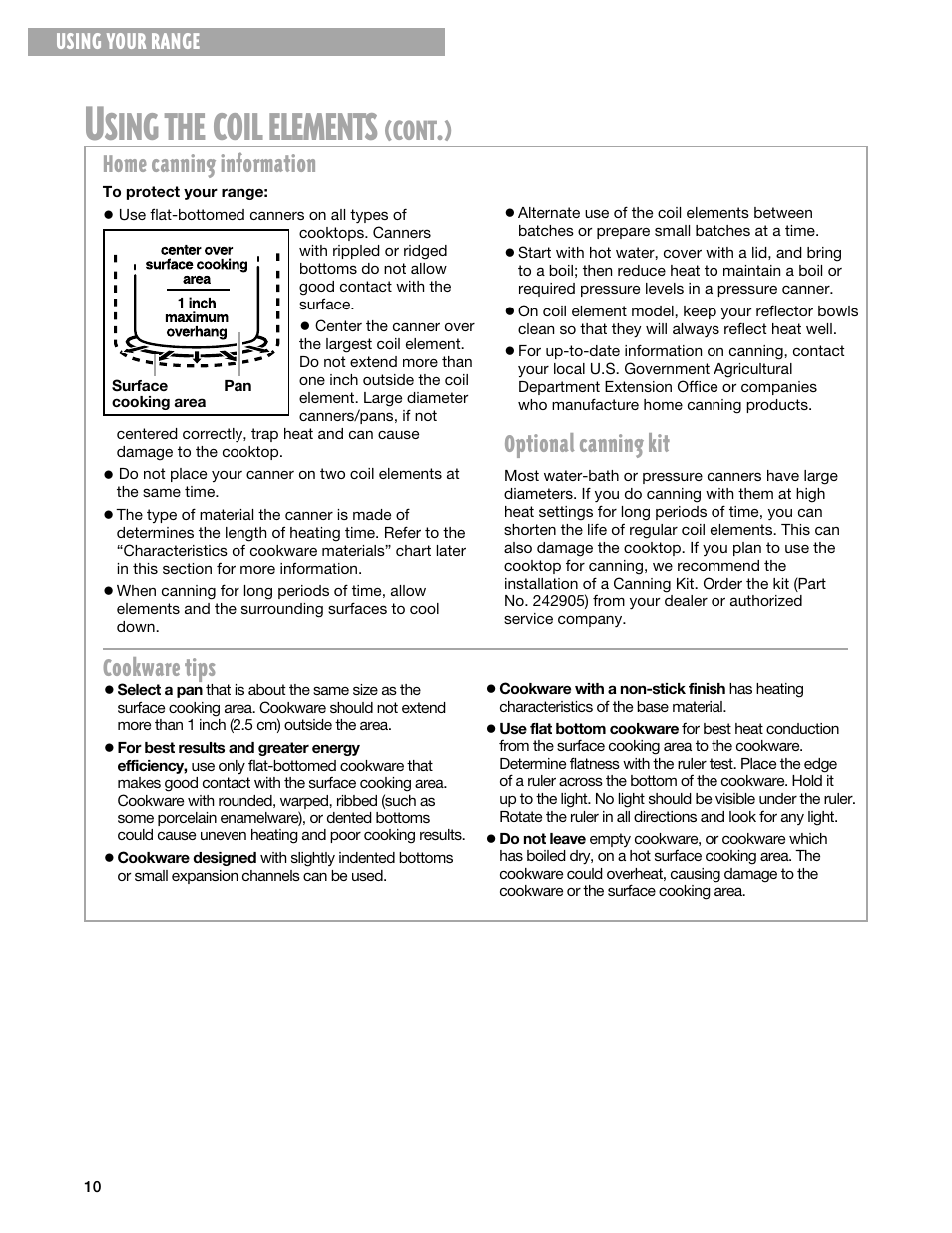 Sing, Coil, Elements | Cont | Whirlpool FEP330G User Manual | Page 10 / 40
