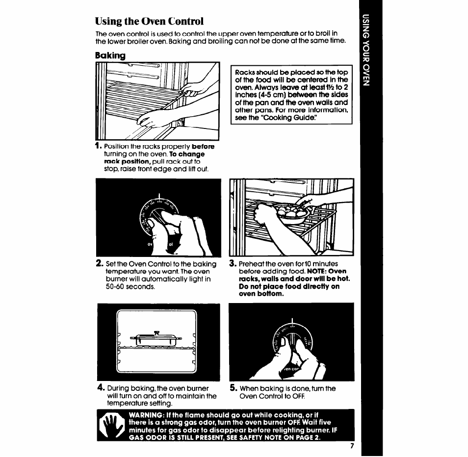 Using the oven control, Baking | Whirlpool SB100PER User Manual | Page 7 / 16