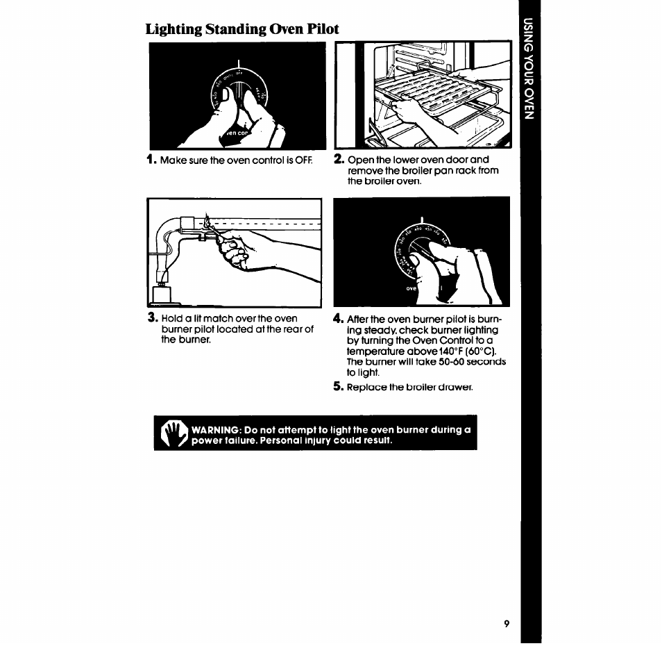 Lighting standing oven pilot | Whirlpool SB100PER User Manual | Page 9 / 16