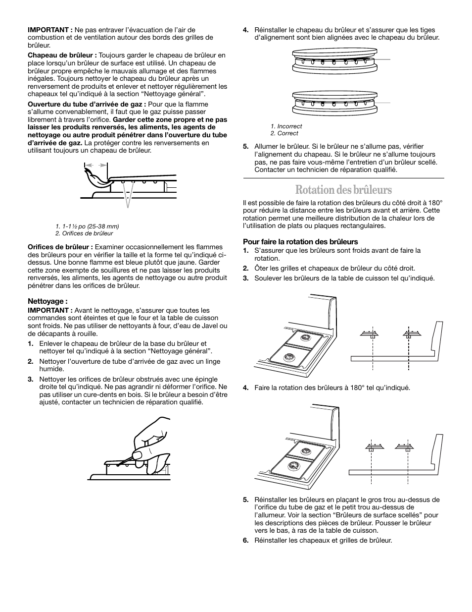Rotation des brûleurs | Whirlpool YSF315PEK User Manual | Page 40 / 52