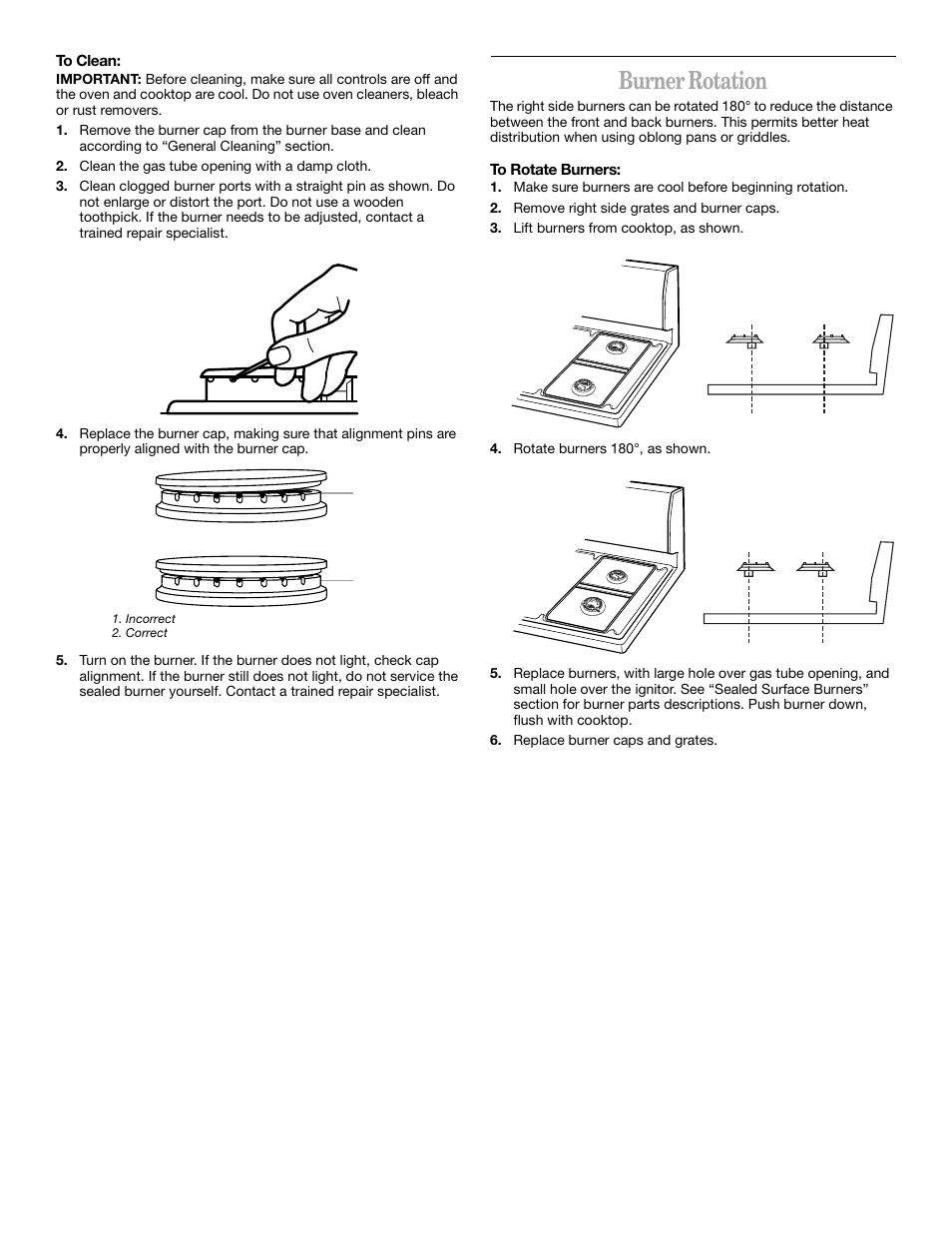 Burner rotation | Whirlpool YSF315PEK User Manual | Page 7 / 52