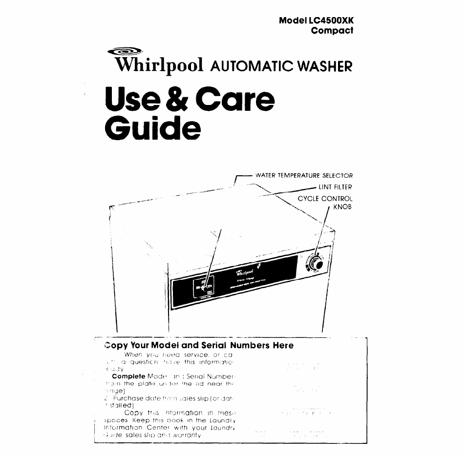 Whirlpool LC4500XK User Manual | 12 pages