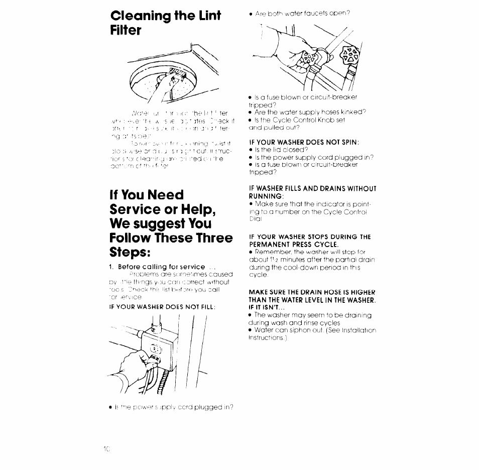 Cleaning the lint fiiter | Whirlpool LC4500XK User Manual | Page 10 / 12