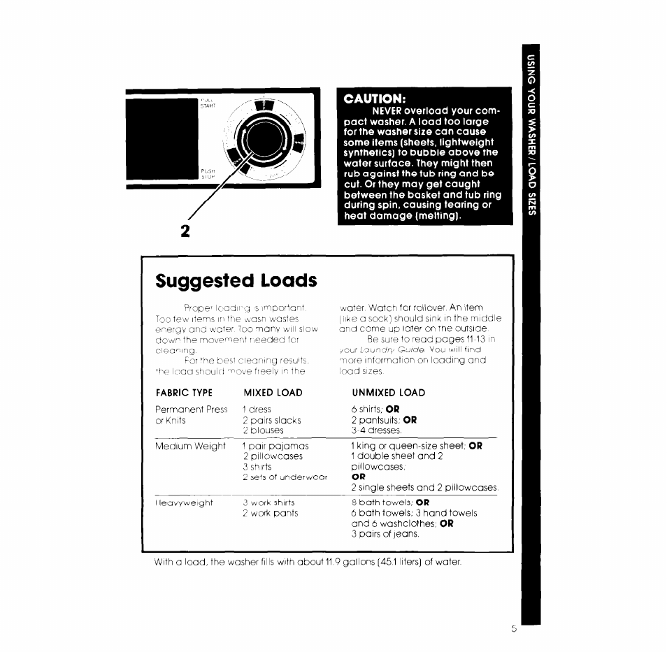 Suggested loads | Whirlpool LC4500XK User Manual | Page 5 / 12