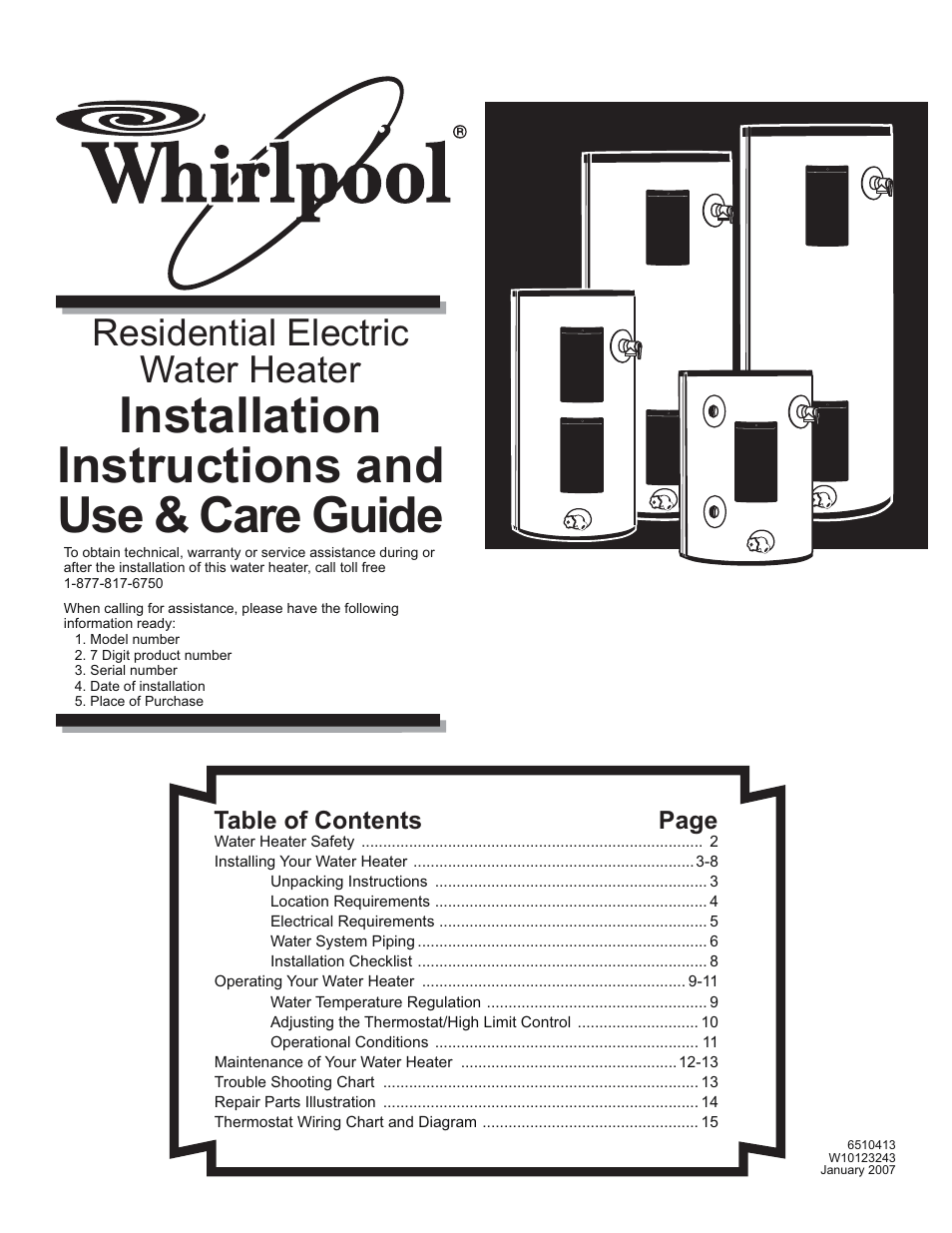 Whirlpool E2F65HD045V User Manual | 16 pages