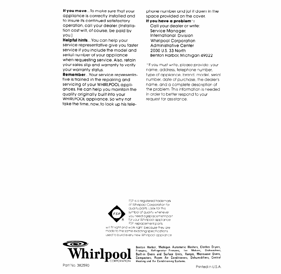 Whirlpool | Whirlpool 2LA5700XK User Manual | Page 12 / 12