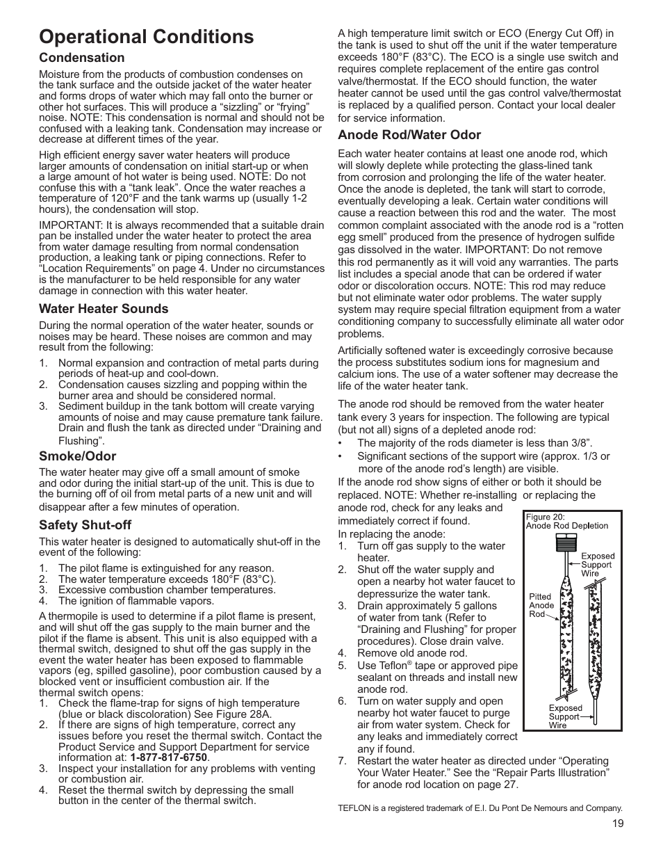 Operational conditions | Whirlpool Energy Smart W10100870 User Manual | Page 19 / 28