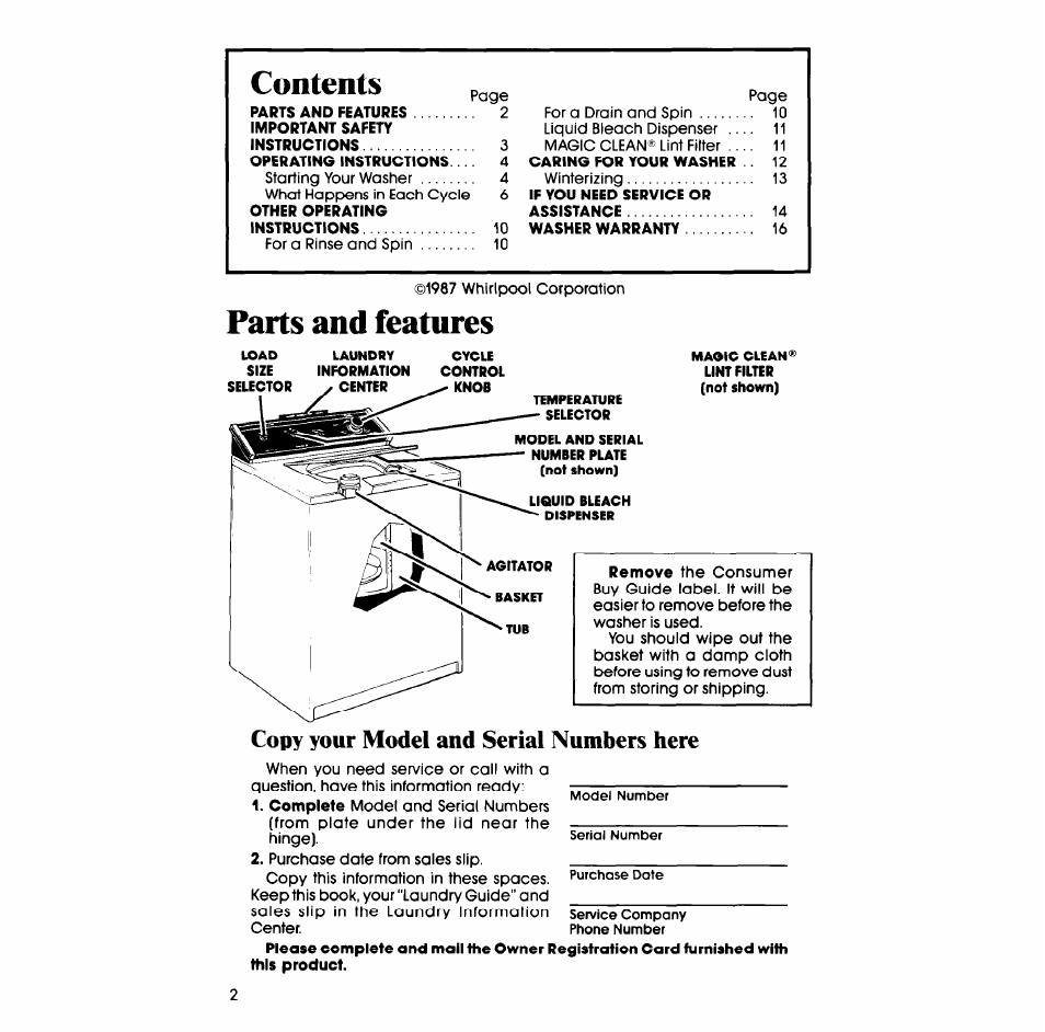 Whirlpool LA5578XS User Manual | Page 2 / 16