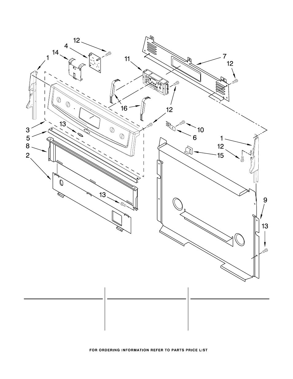 Control panel, Control panel parts, For models: sf272lxtd1 (universal silver) | Whirlpool SF272LXTD1 User Manual | Page 2 / 10