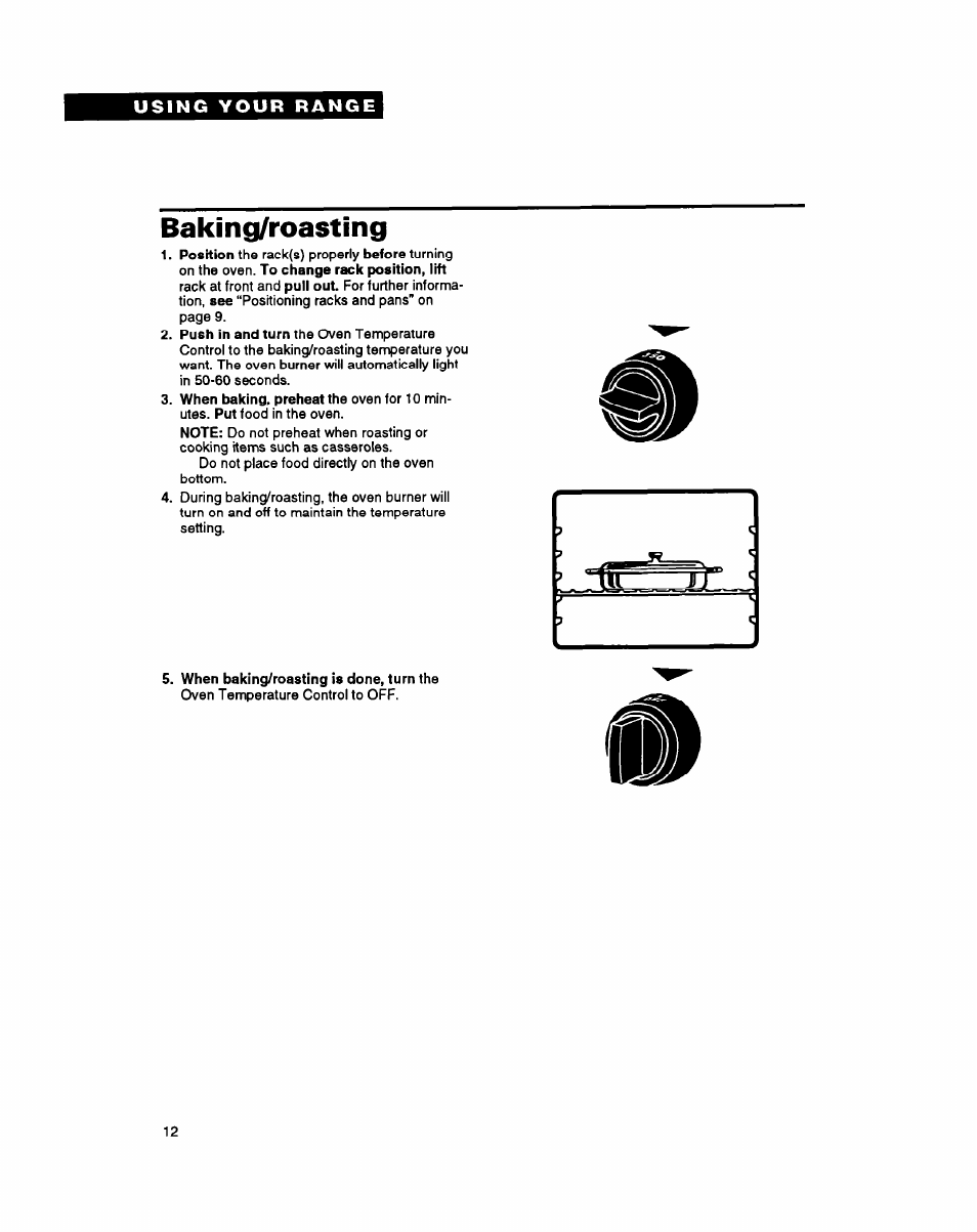 Baking/roasting | Whirlpool FGP345Y User Manual | Page 12 / 28