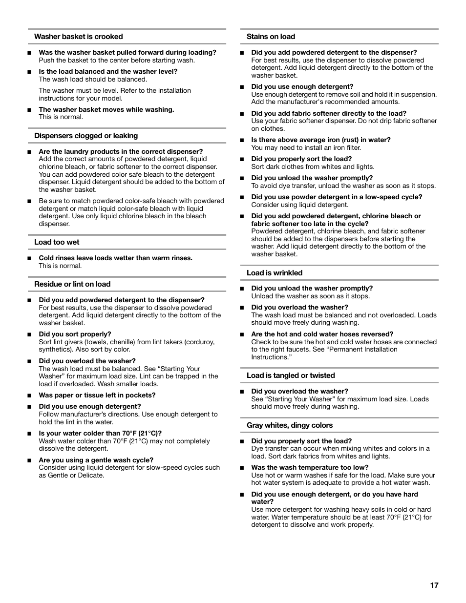 Whirlpool CAWC529PQ0 User Manual | Page 17 / 56