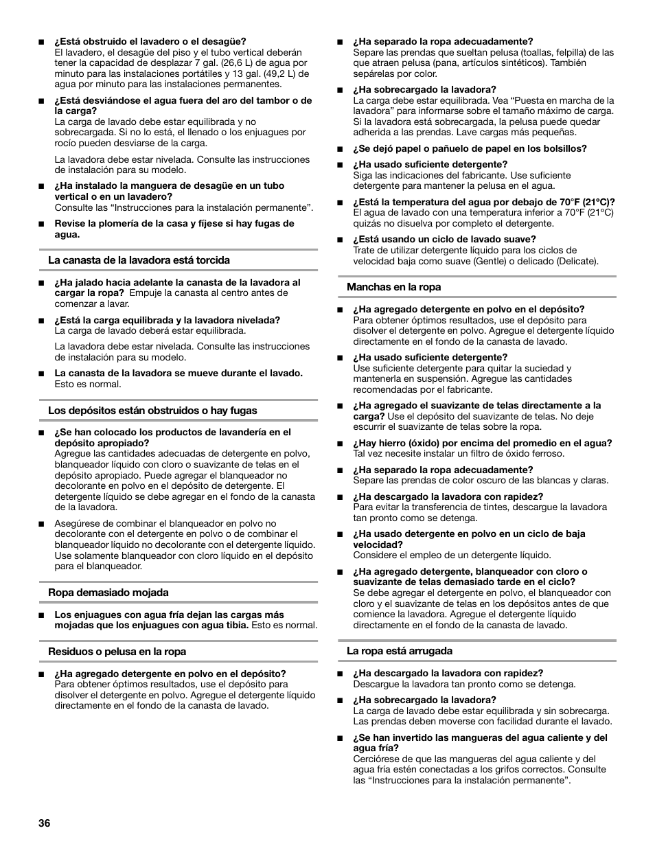 Whirlpool CAWC529PQ0 User Manual | Page 36 / 56