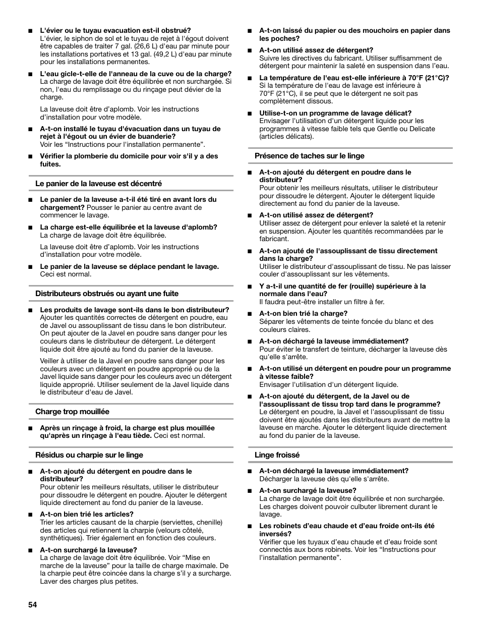Whirlpool CAWC529PQ0 User Manual | Page 54 / 56