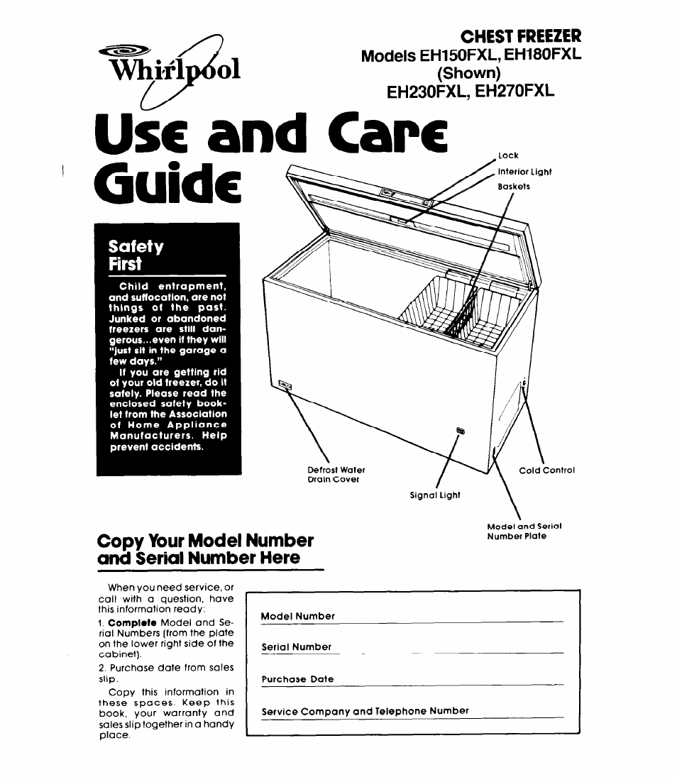 Whirlpool EH180FXL User Manual | 8 pages