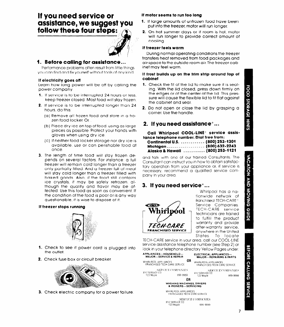 Before calling for assistance, If you need assistance, If you need service | Whifldool | Whirlpool EH180FXL User Manual | Page 7 / 8