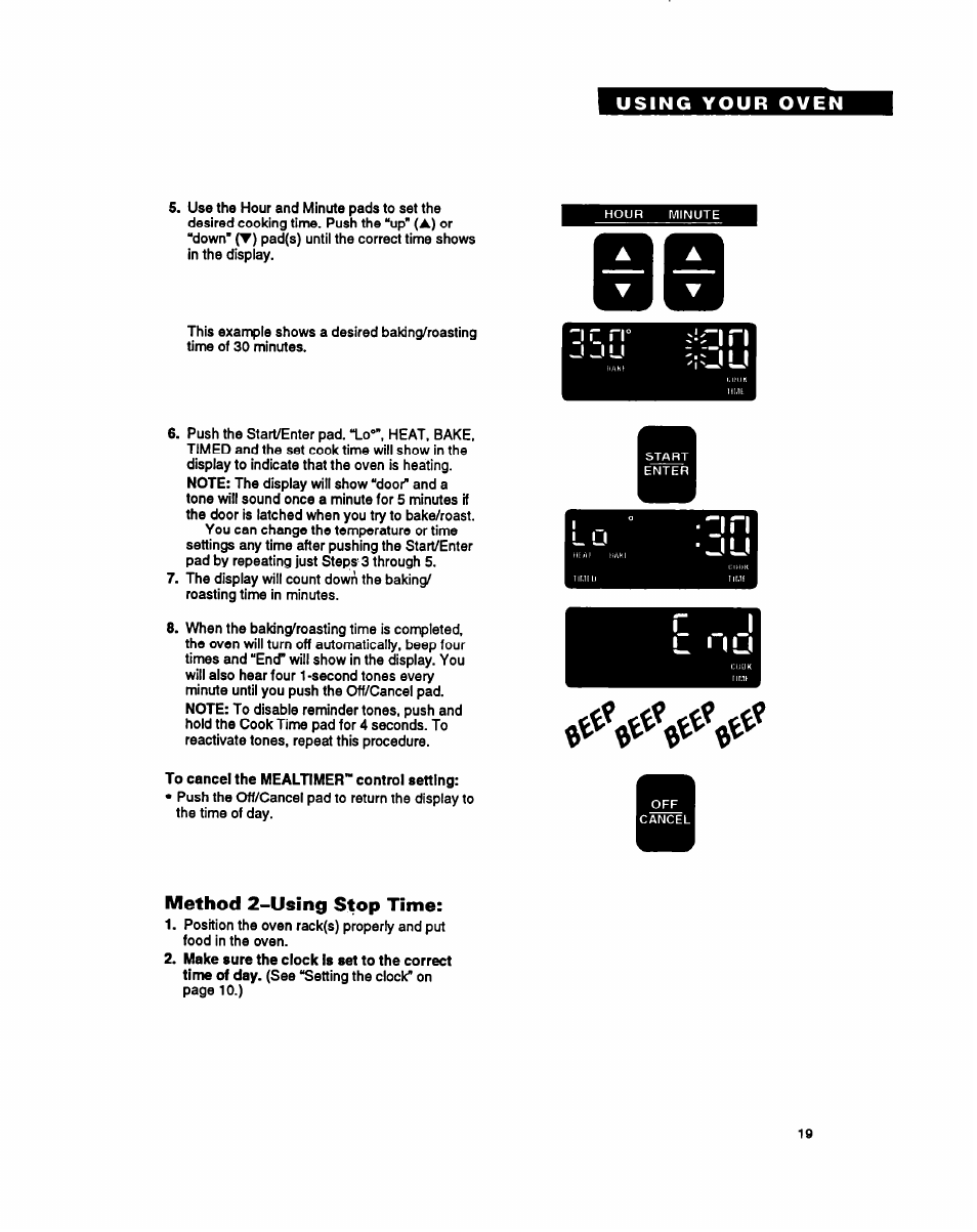 Method 2-using stop time, L ' l u | Whirlpool RB260PXY User Manual | Page 19 / 40