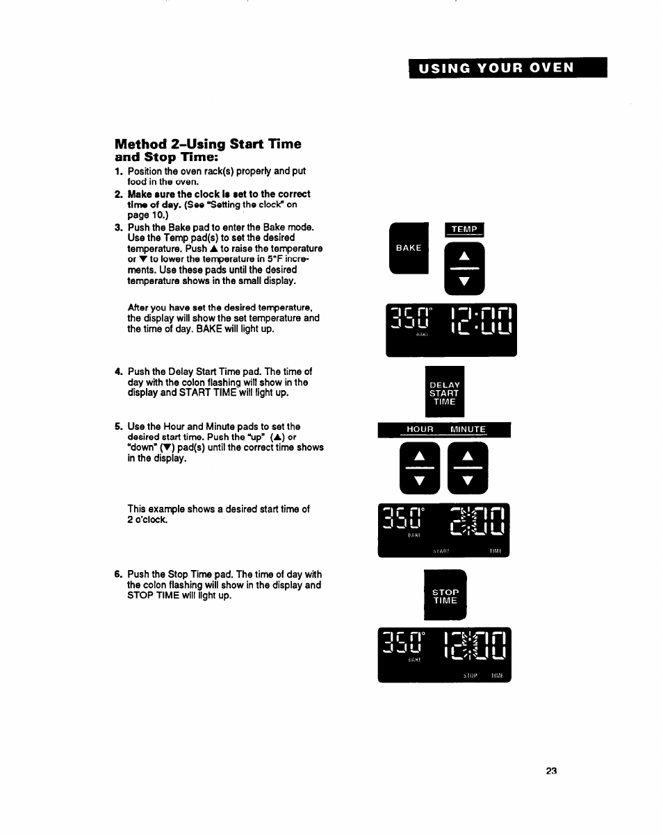Method 2-using start time and stop time, J j u, I l u u | L'lll u, I r rr | Whirlpool RB260PXY User Manual | Page 23 / 40