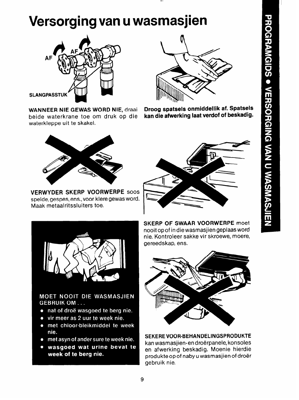 Versorging van u wasmasjien | Whirlpool 3LA5581 User Manual | Page 21 / 24