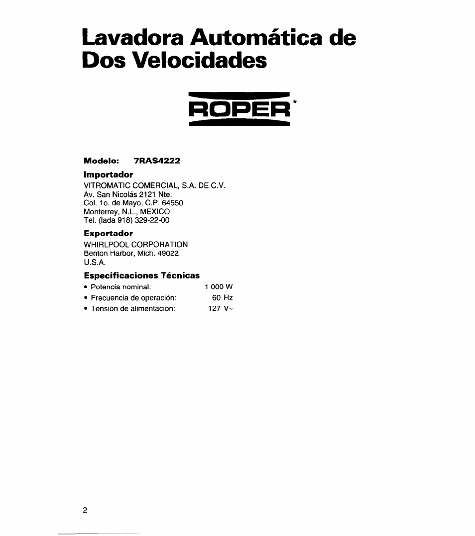 Lavadora automática de dos velocidades | Whirlpool 3366869 User Manual | Page 26 / 56