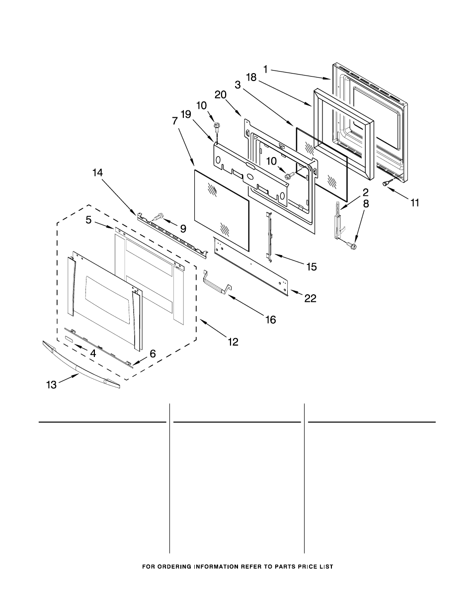 Oven door, Oven door parts | Whirlpool GBD307PRY03 User Manual | Page 5 / 9