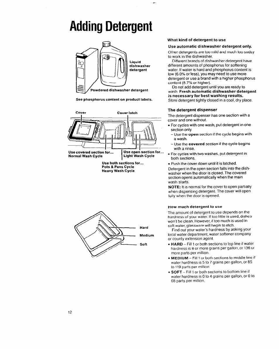 Adding detergent | Whirlpool 8700 User Manual | Page 12 / 24