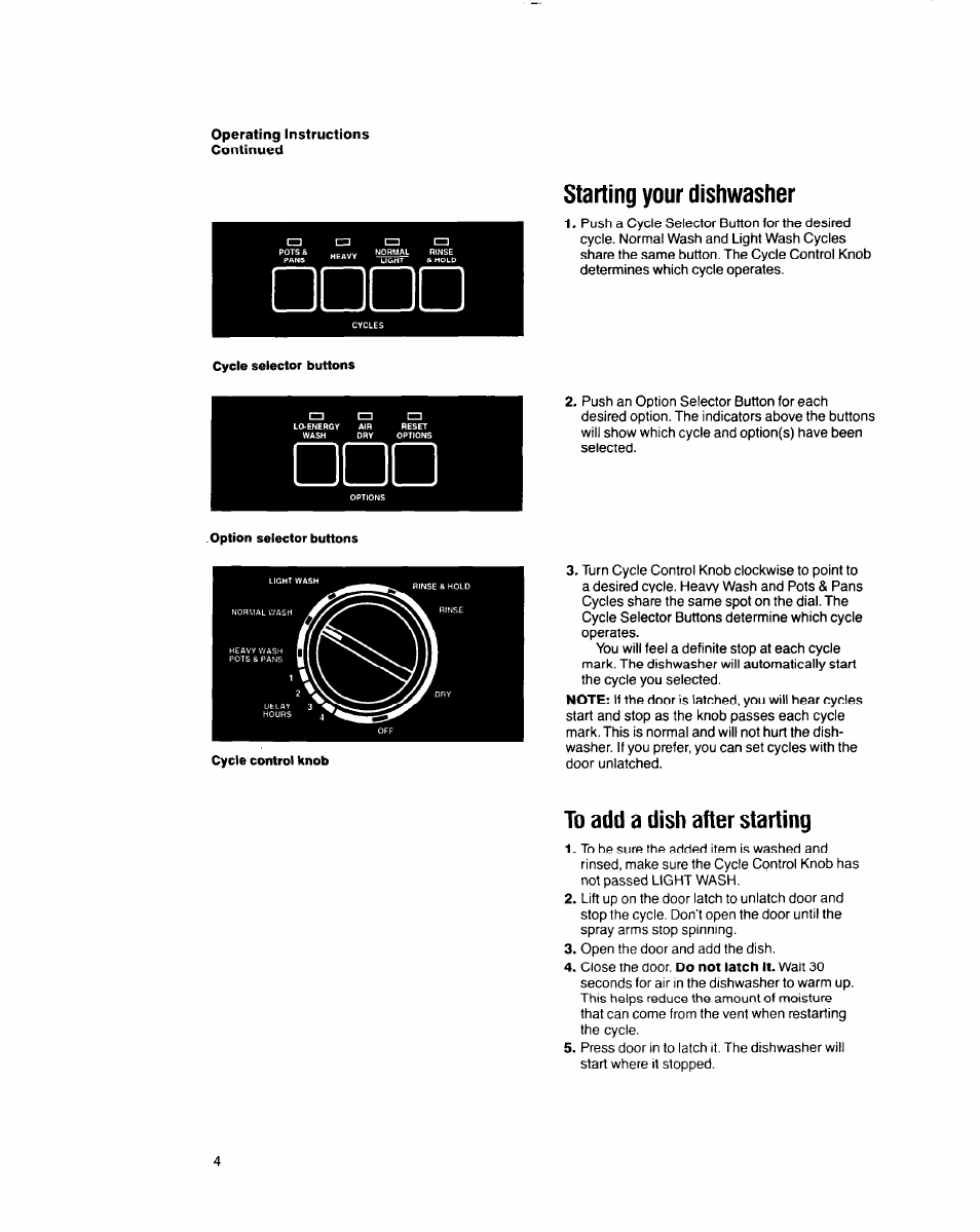 Starting your dishwasher | Whirlpool 8700 User Manual | Page 4 / 24