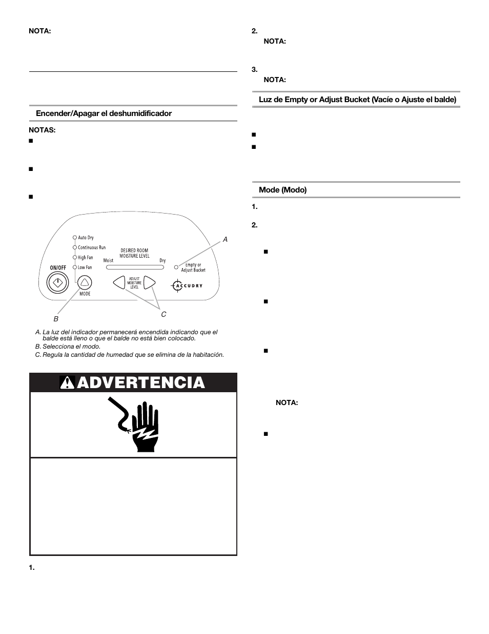 Advertencia | Whirlpool 1187984 User Manual | Page 12 / 16