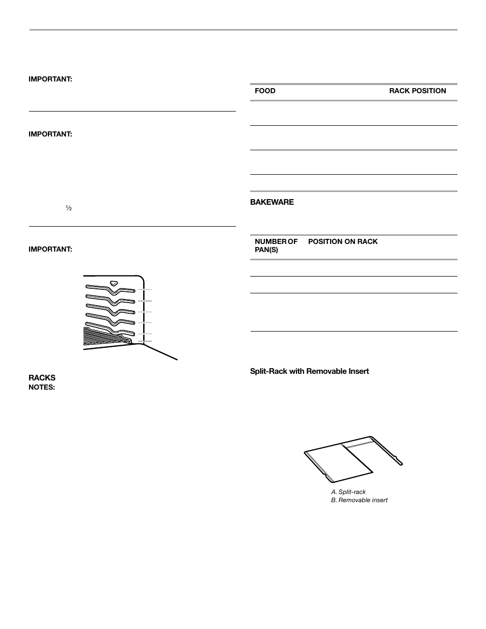 Oven use, Aluminum foil, Positioning racks and bakeware | Split oven rack | Whirlpool 9763003 User Manual | Page 10 / 24