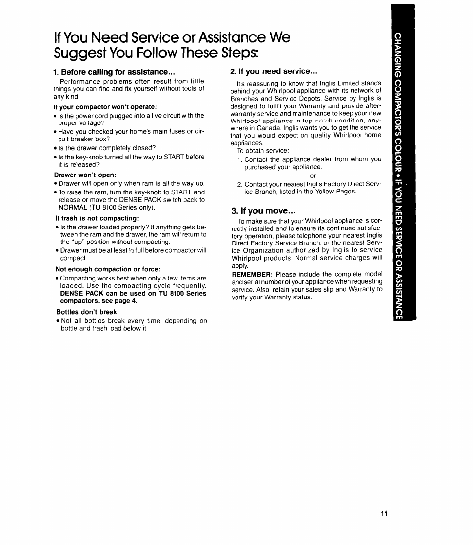 Whirlpool TU 4100 User Manual | Page 11 / 12