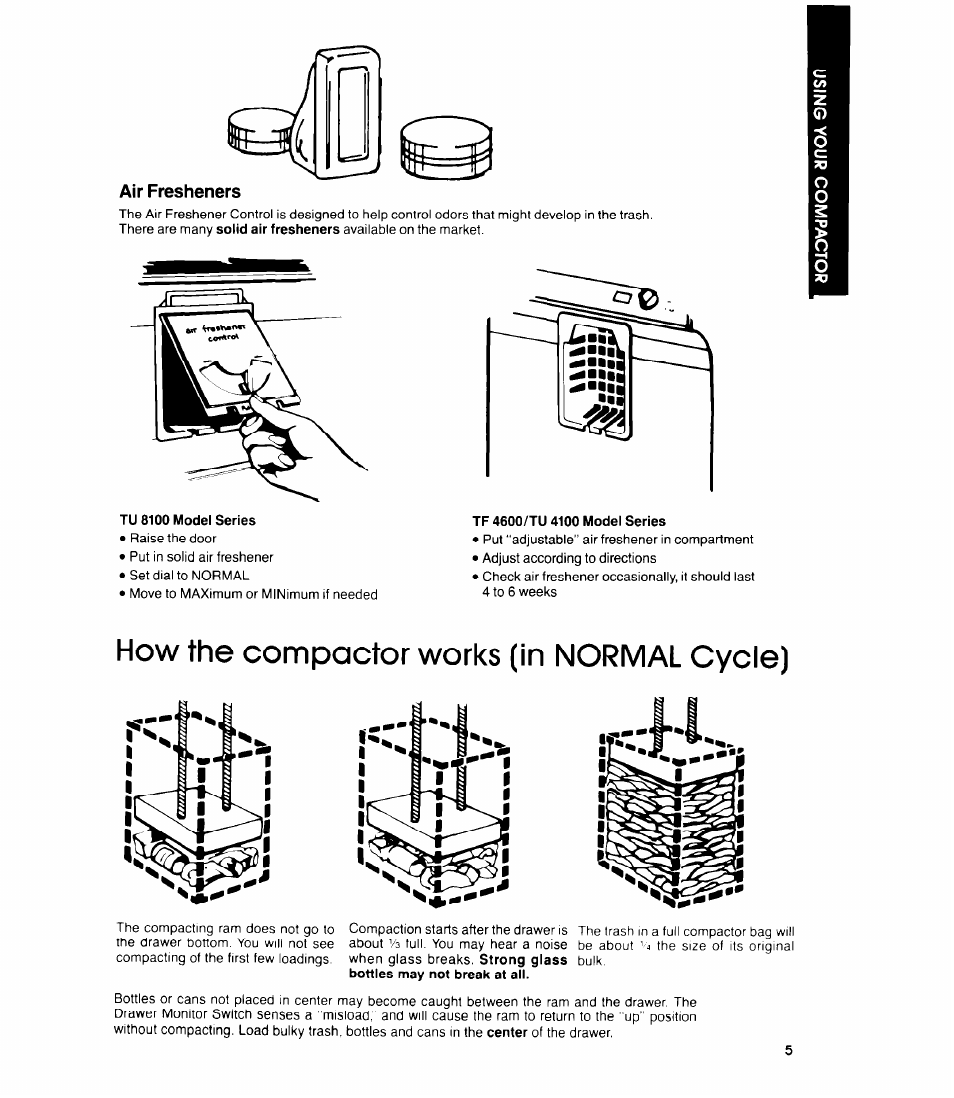 How the compactor works (in normal cycle) | Whirlpool TU 4100 User Manual | Page 5 / 12
