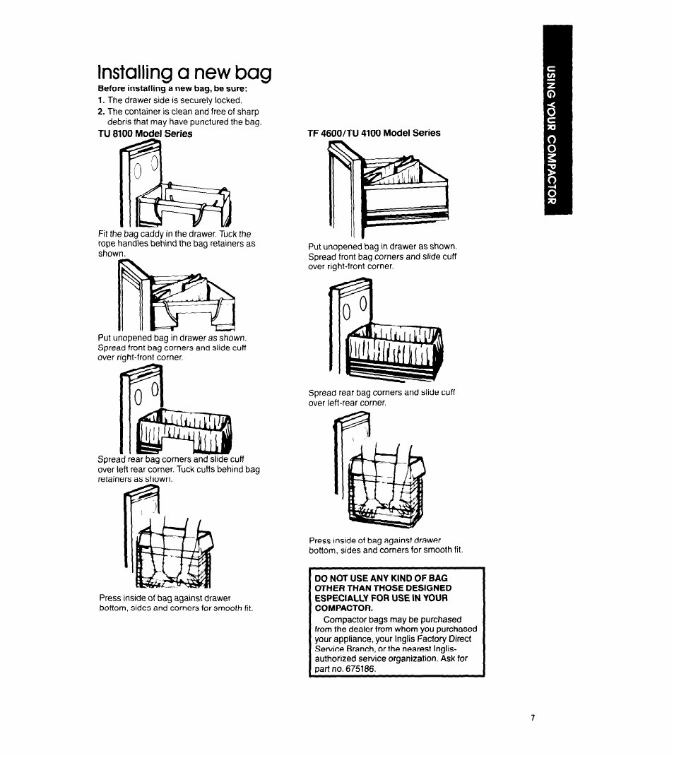 Installing a new bag | Whirlpool TU 4100 User Manual | Page 7 / 12