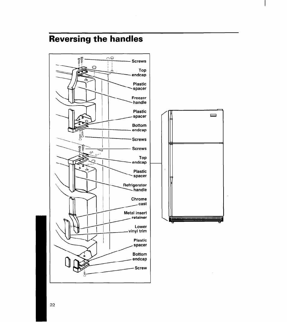 Reversing the handles | Whirlpool 3ET16NK User Manual | Page 23 / 26