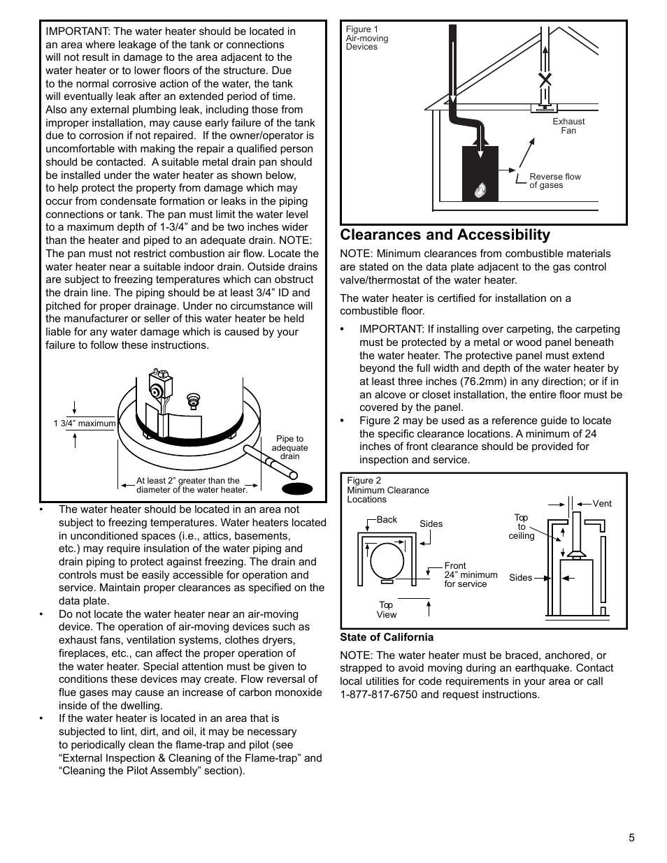 Clearances and accessibility | Whirlpool UG1H5040T3NOV User Manual | Page 5 / 29