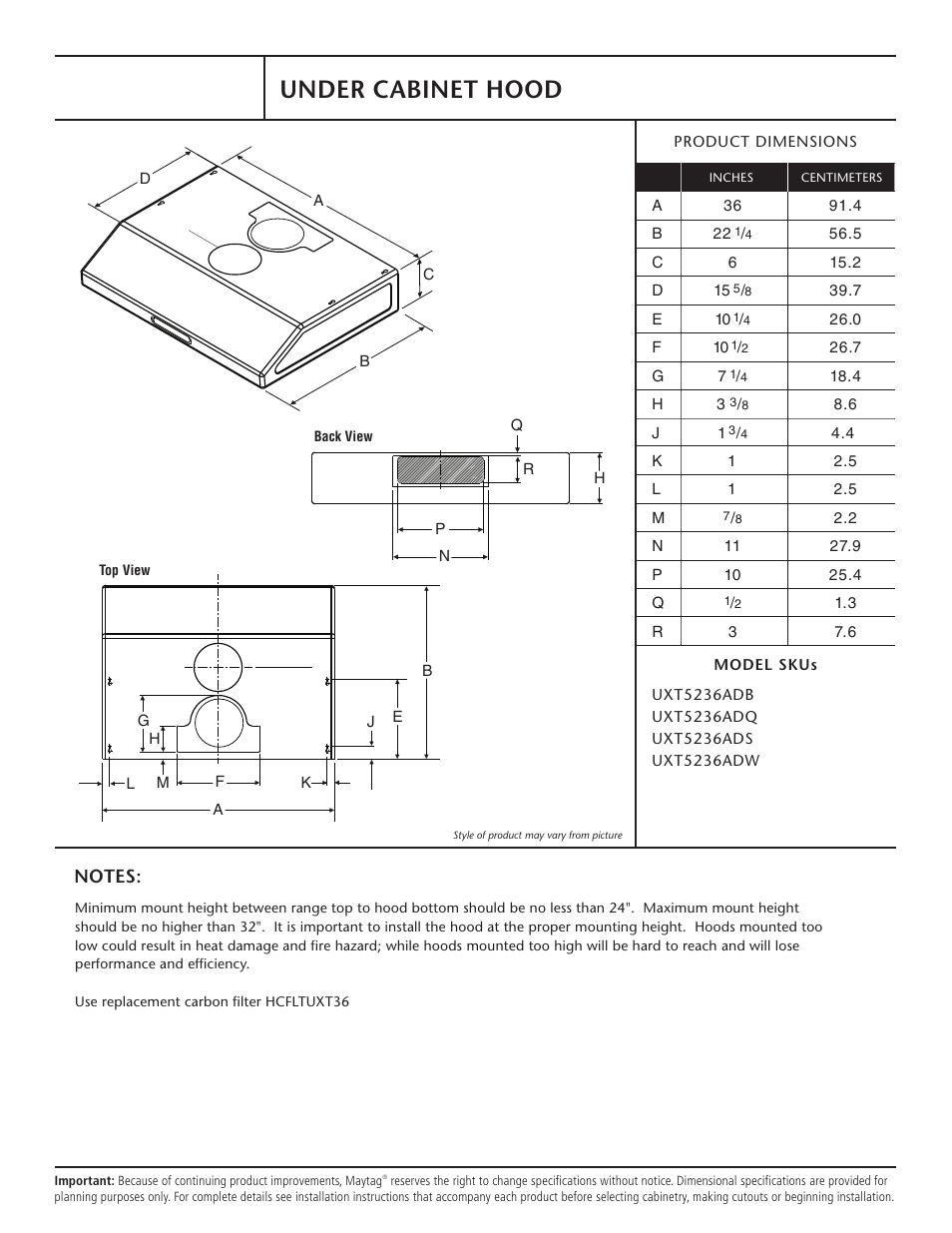 Whirlpool UXT5236ADS User Manual | 1 page