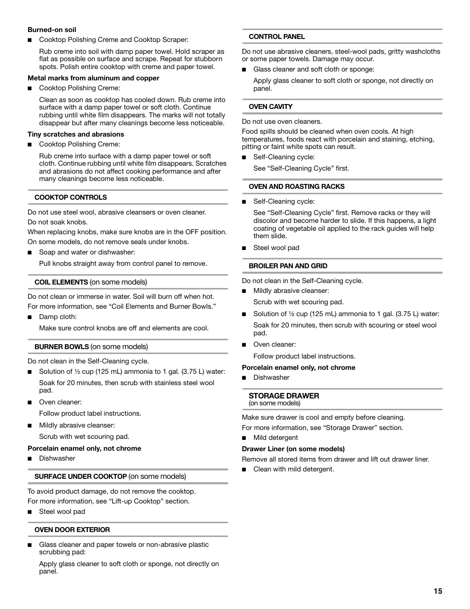 Whirlpool F378LXK User Manual | Page 15 / 20