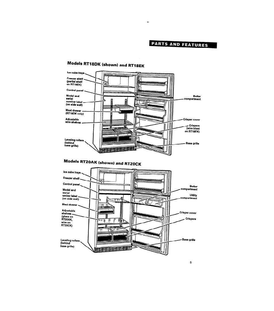 Models rt20ak (shown) and rt20ck | Whirlpool RT18BK User Manual | Page 5 / 24