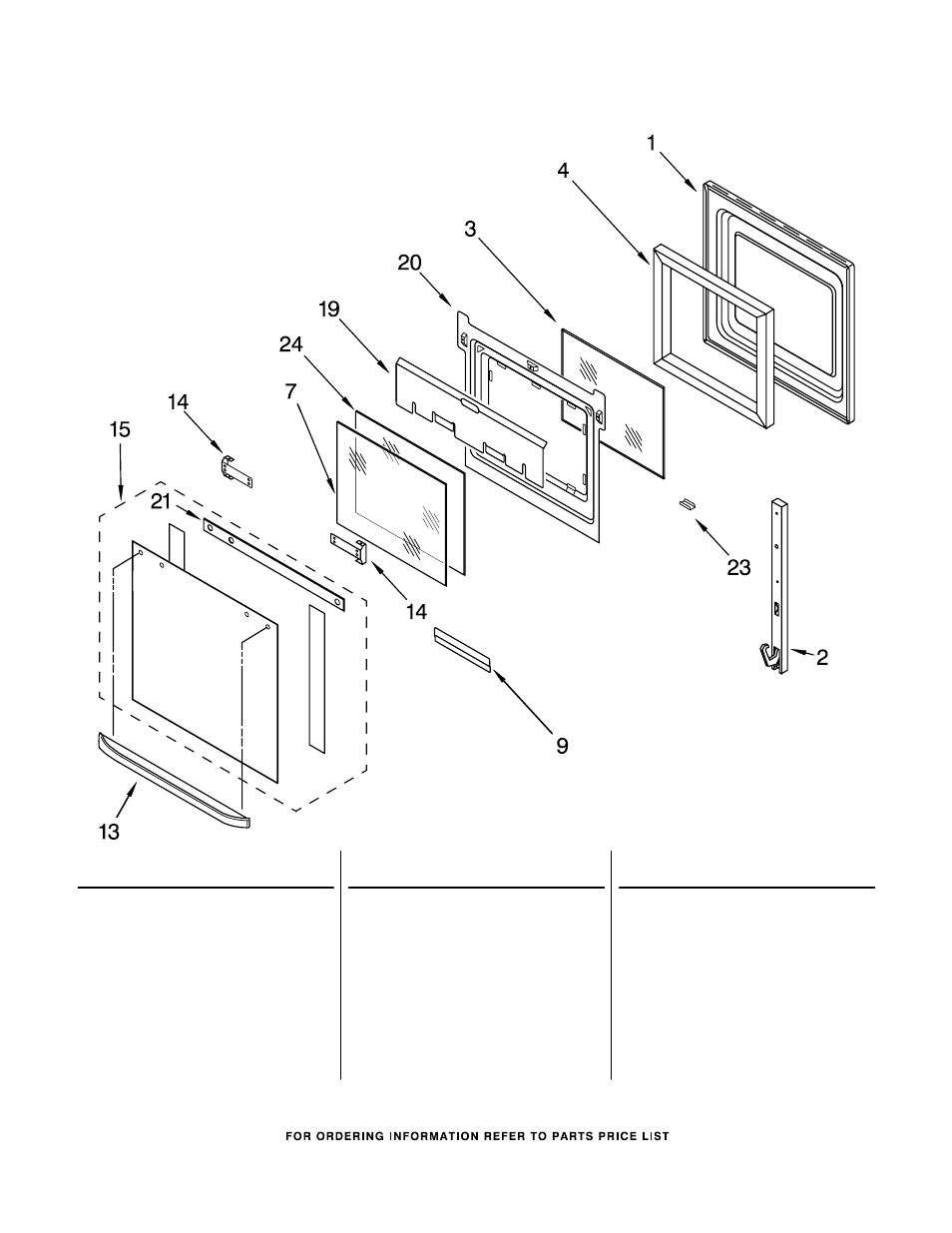 Illus. part, No. no. description, Oven door parts | Whirlpool RS696PXGB7 User Manual | Page 6 / 9