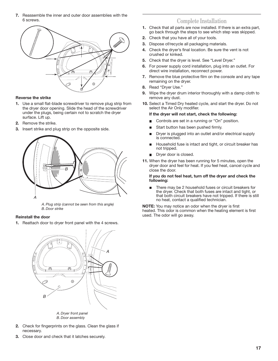 Complete installation | Whirlpool DUET SPORT W10151580B User Manual | Page 17 / 28