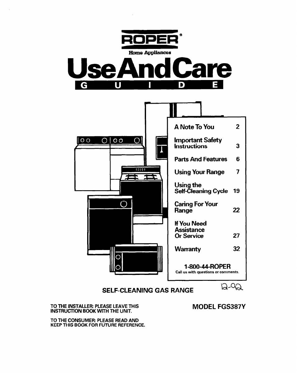 Whirlpool FGS387Y User Manual | 32 pages