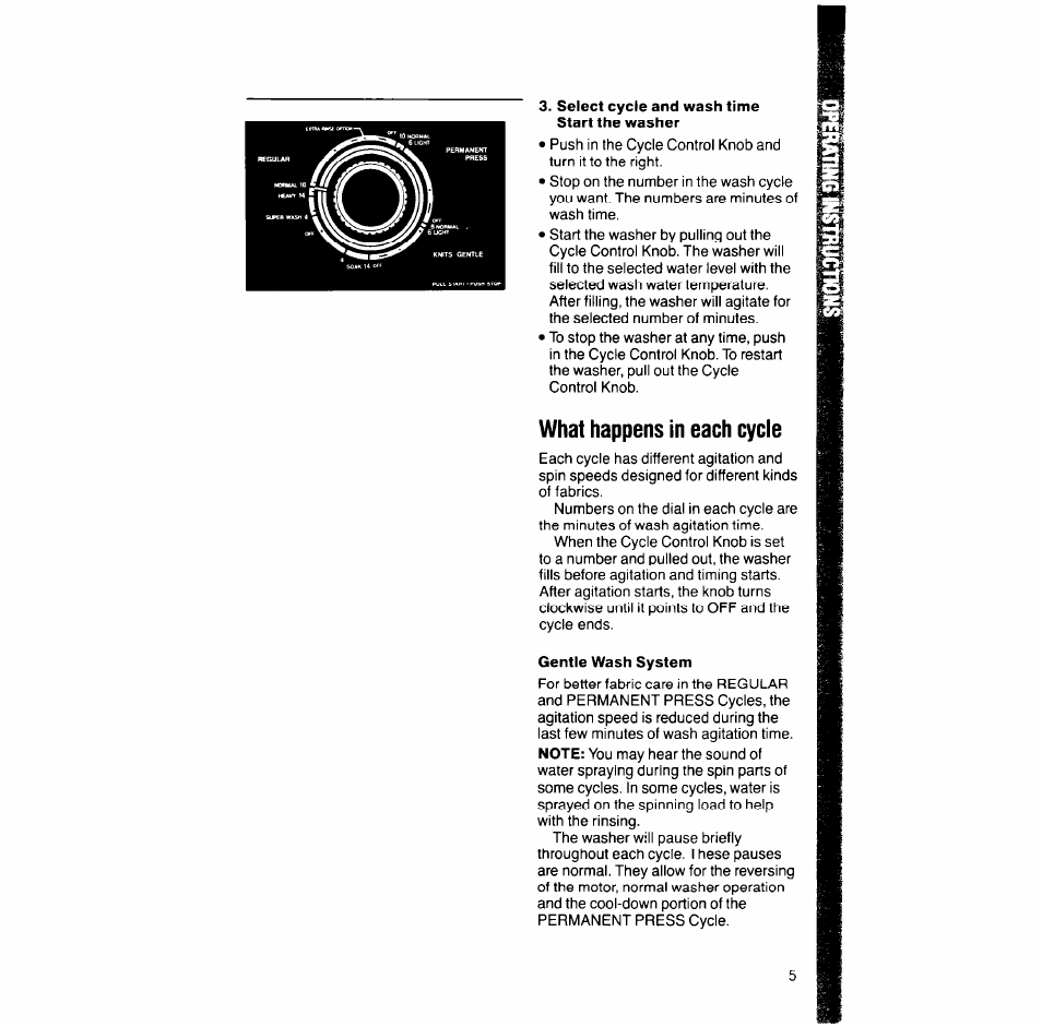 Select cycle and wash time start the washer, Gentle wash system | Whirlpool LA9looxT User Manual | Page 5 / 16