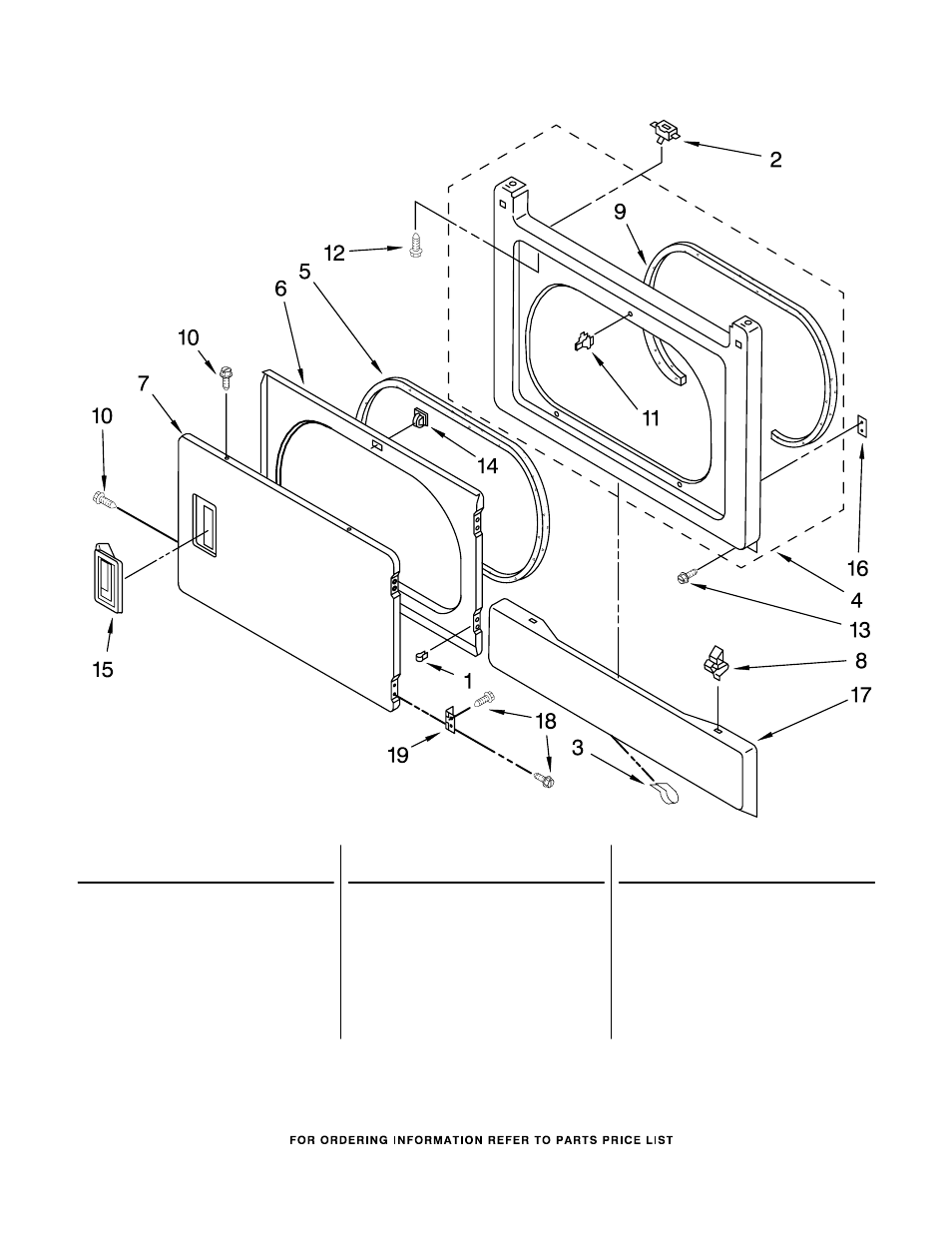 Dryer front panel and door, Dryer front panel and door parts | Whirlpool WET3300SQ0 User Manual | Page 2 / 21