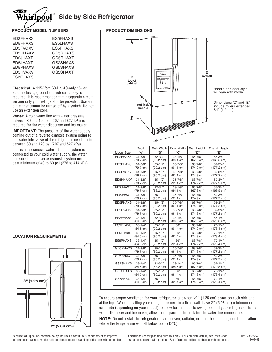 Whirlpool ED2JHAXT User Manual | 1 page