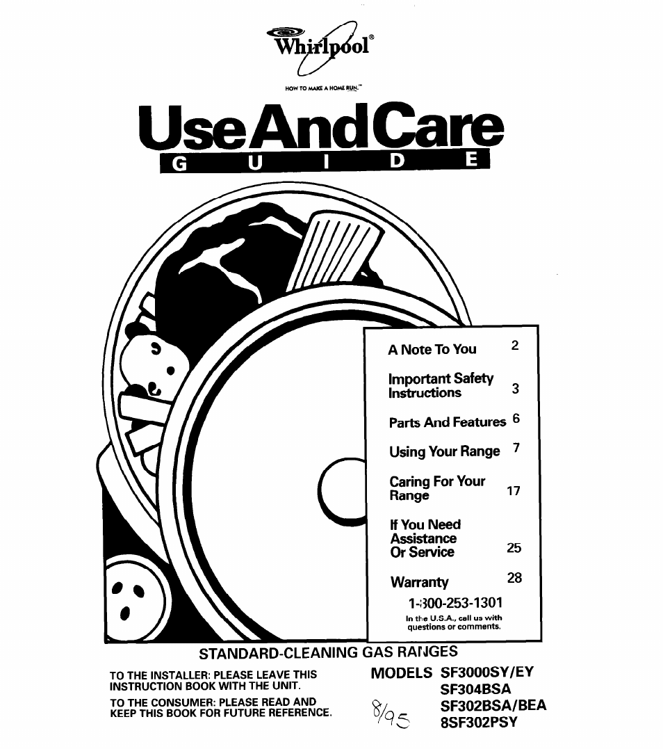 Whirlpool 8SF302PSY User Manual | 28 pages