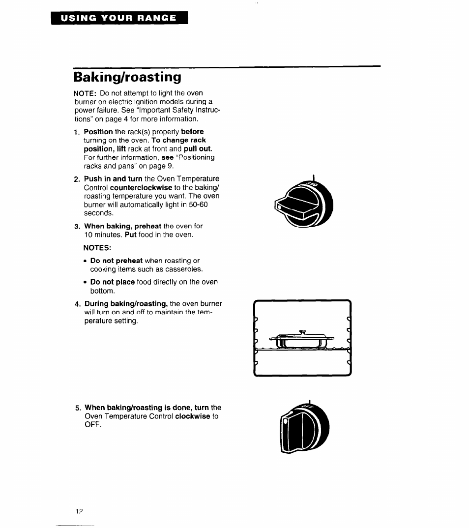 Baking/roasting | Whirlpool 8SF302PSY User Manual | Page 12 / 28